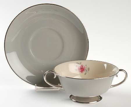 Miramar (Rim) Footed Cream Soup Bowl & Saucer Set