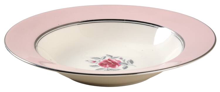 Petal Pink Rose (Rim) Rim Soup Bowl