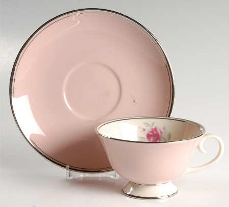 Petal Pink Rose (Rim) Footed Cup & Saucer Set