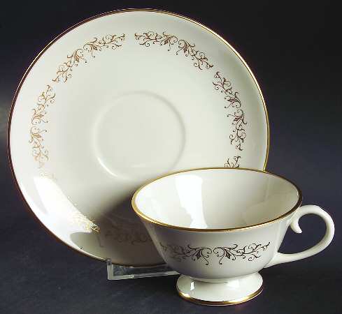 Pierra Gold (Gold Trim, Rim) Footed Cup & Saucer Set