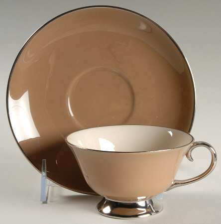 Platinum Cocoa (Rim) Footed Cup & Saucer Set
