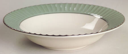 Platinum Flutes Sage Green Rim Fruit/Dessert (Sauce) Bowl