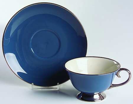 Platinum Mystic (Rim & Coupe) Footed Cup & Saucer Set
