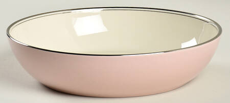 Platinum Petal Pink (Rim) 8" Round Vegetable Bowl