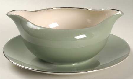 Platinum Sage (Rim & Coupe) Gravy Boat with Attached Underplate