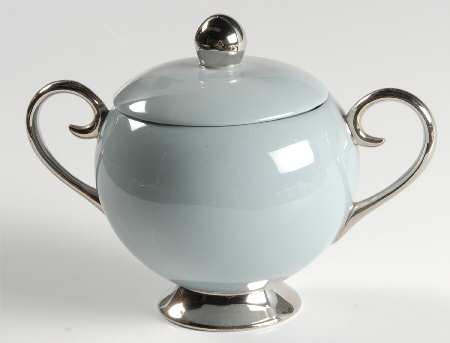 Platinum Strata Blue (Rim) Sugar Bowl & Lid