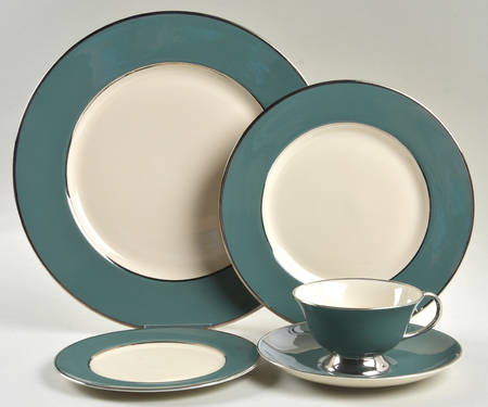Platinum Teal (Rim) 5 Piece Place Setting