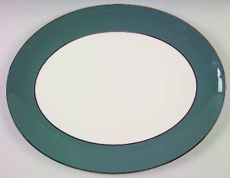 Platinum Teal (Rim) 16" Oval Serving Platter