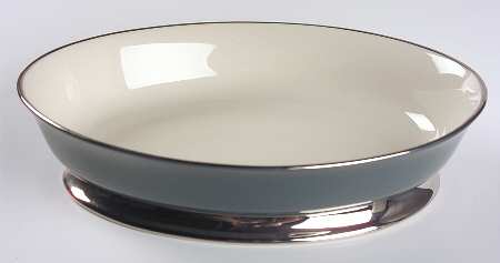 Platinum Teal (Rim) 10" Oval Vegetable Bowl