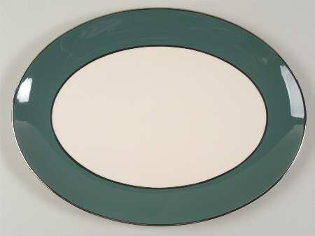 Platinum Teal (Rim) 14" Oval Serving Platter