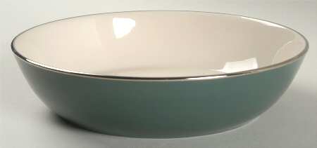Platinum Teal (Rim) 8" Round Vegetable Bowl