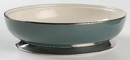 Platinum Teal (Rim) Round Vegetable No Lid
