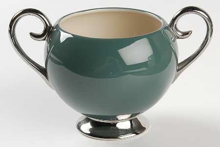 Platinum Teal (Rim) Sugar Bowl No Lid