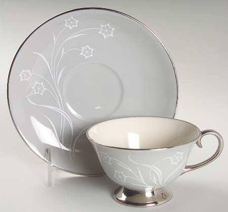 Reverie Gray Footed Cup & Saucer Set