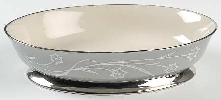 Reverie Gray 9" Oval Vegetable Bowl