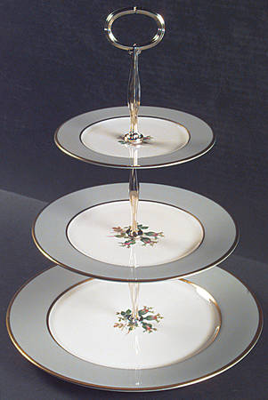 San Marino (Gold Trim, Rim & Coupe) 13 7/8"-14 1/4" 3-Tiered Serving Tray(DP,SP,BB) HC