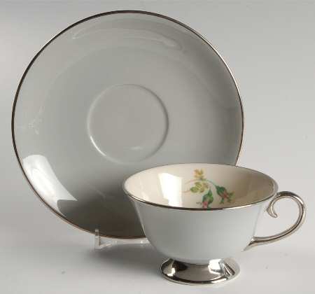 San Marino (Platinum Rim & Coupe) Footed Cup & Saucer Set