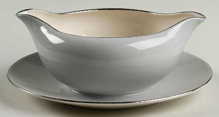 San Marino (Platinum Rim & Coupe) Gravy Boat with Attached Underplate