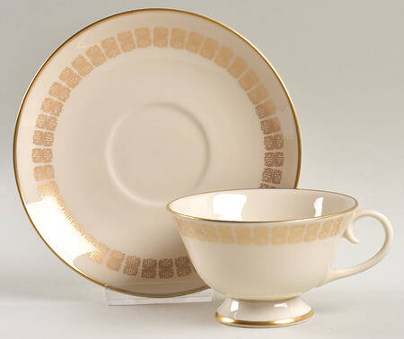 Script Gold Footed Cup & Saucer Set