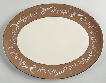 Snow Tulip Cocoa (Rim & Coupe) 14" Oval Serving Platter