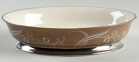 Snow Tulip Cocoa (Rim & Coupe) 9" Oval Vegetable Bowl