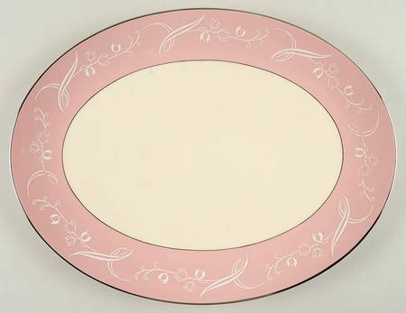 Snow Tulip Pink (Rim & Coupe) 14" Oval Serving Platter