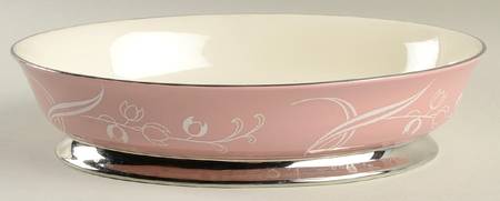 Snow Tulip Pink (Rim & Coupe) 9" Oval Vegetable Bowl