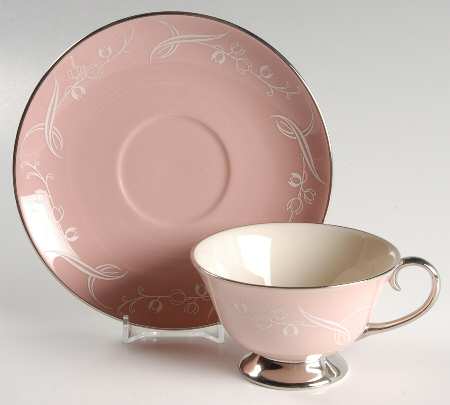 Snow Tulip Pink (Rim & Coupe) Footed Cup & Saucer Set