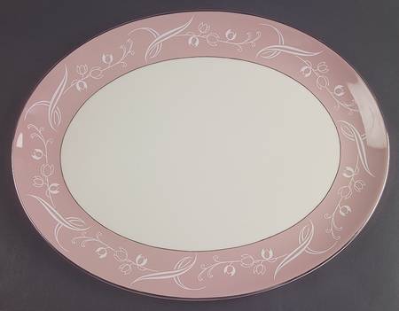 Snow Tulip Pink (Rim & Coupe) 16" Oval Serving Platter