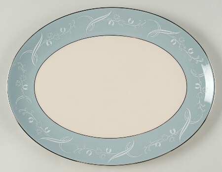 Snow Tulip Strata Blue (Rim & Coupe) 14" Oval Serving Platter