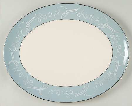 Snow Tulip Strata Blue (Rim & Coupe) 16" Oval Serving Platter