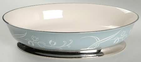 Snow Tulip Strata Blue (Rim & Coupe) 9" Oval Vegetable Bowl