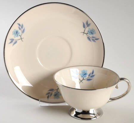 Strata Rose No Color Band (Rim) Footed Cup & Saucer Set