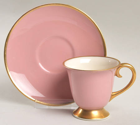 Sylvan-California Coral (Rim) Footed Demitasse Cup & Saucer Set
