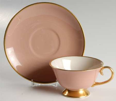 Sylvan-California Coral (Rim) Footed Cup & Saucer Set