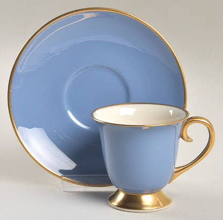 Sylvan-California Dutch Blue (Rim) Footed Demitasse Cup & Saucer Set
