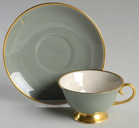 Sylvan-California Sage Green (Rim) Footed Cup & Saucer Set