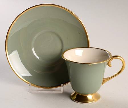 Sylvan-California Sage Green (Rim) Footed Demitasse Cup & Saucer Set