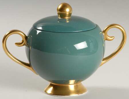 Sylvan-California Teal Green (Rim) Sugar Bowl & Lid