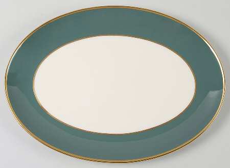 Sylvan-California Teal Green (Rim) 13" Oval Serving Platter