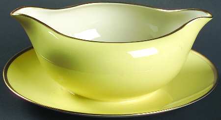 Sylvan-California-Yellow (Rim & Coupe) Gravy Boat with Attached Underplate