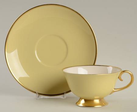 Sylvan-California-Yellow (Rim & Coupe) Footed Cup & Saucer Set