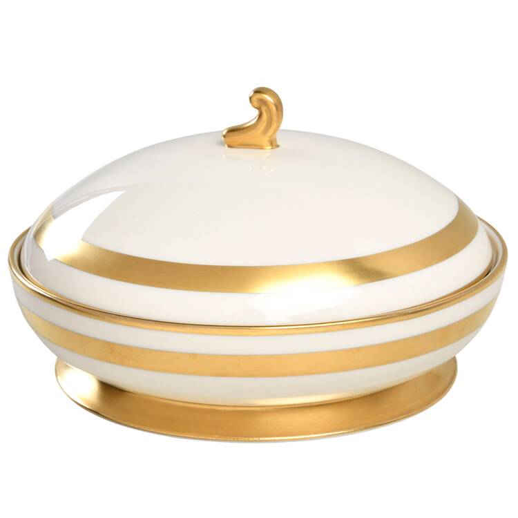Theme (Wide Gold, Rim & Coupe) Round Covered Vegetable
