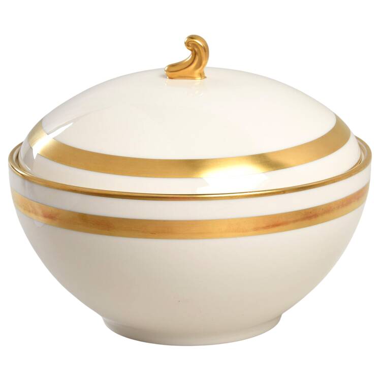 Theme (Wide Gold, Rim & Coupe) Round Covered Vegetable