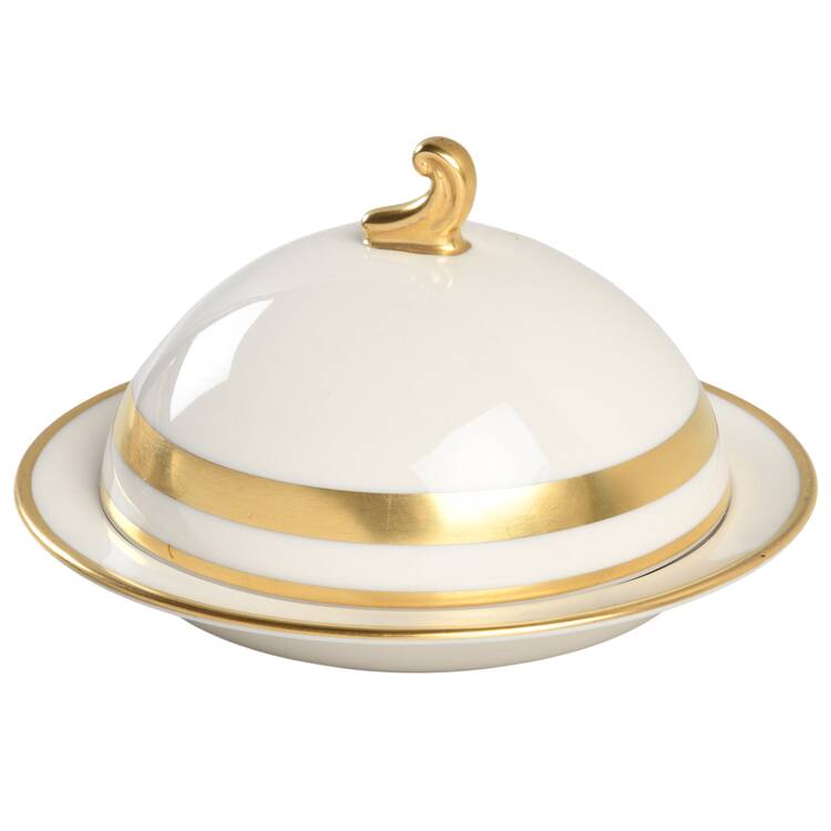Theme (Wide Gold, Rim & Coupe) Round Covered Butter