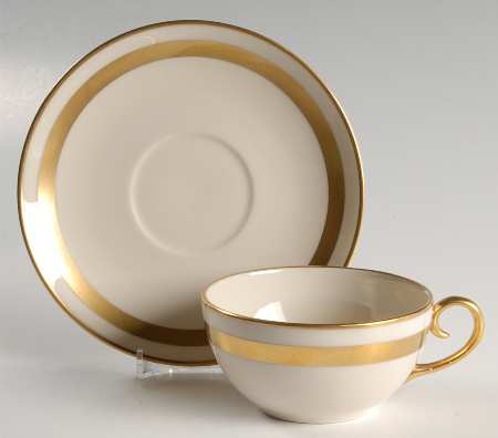 Theme (Wide Gold, Rim & Coupe) Flat Cup & Saucer Set