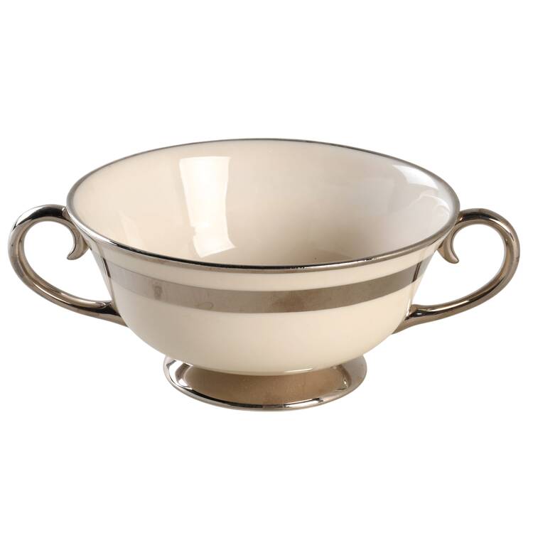Theme (Wide Platinum, Rim & Coupe) Footed Cream Soup Bowl