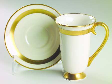 Theme (Wide Gold, Rim & Coupe) Irish Coffee Cup and Saucer Set
