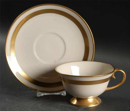 Theme (Wide Gold, Rim & Coupe) Footed Cup & Saucer Set