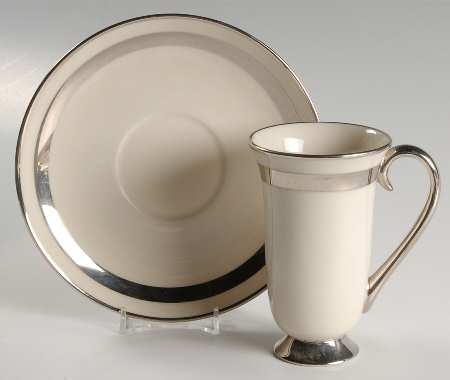 Theme (Wide Platinum, Rim & Coupe) Irish Coffee Cup and Saucer Set